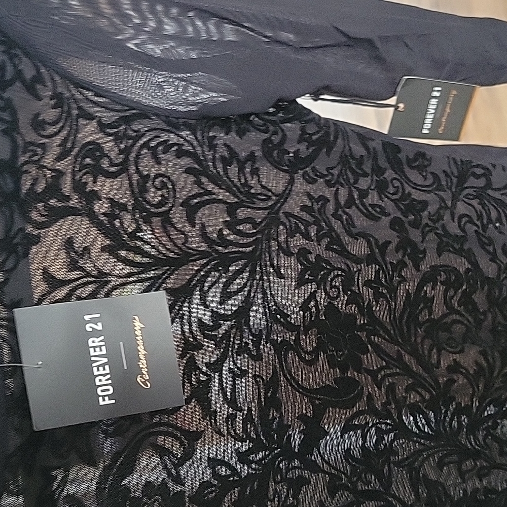 Black sheer long sleeve shirt, forver 21